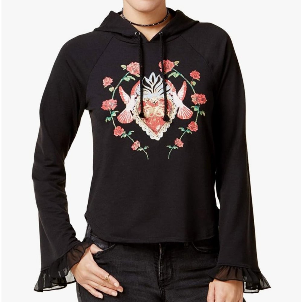 Disney Snow White and the Seven Dwarfs Ruffle-Trim Black Hoodie Sweatshirt